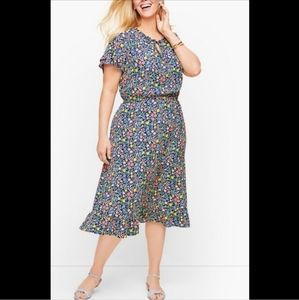 Talbots Floral cinched waist dress
